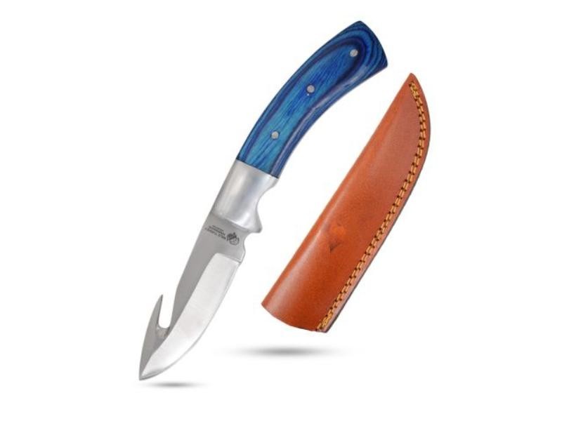 Wild Turkey Fix Blade Gut Hook Knife 8.5″ Full Tang Bone & Wood Handle w/Sheath