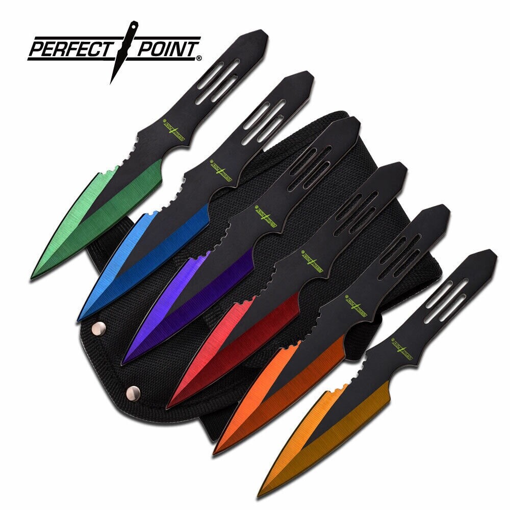 Lot of 49 Sealed New 6 Pack Perfect Point Multi Color Rainbow Throwing Knife Set