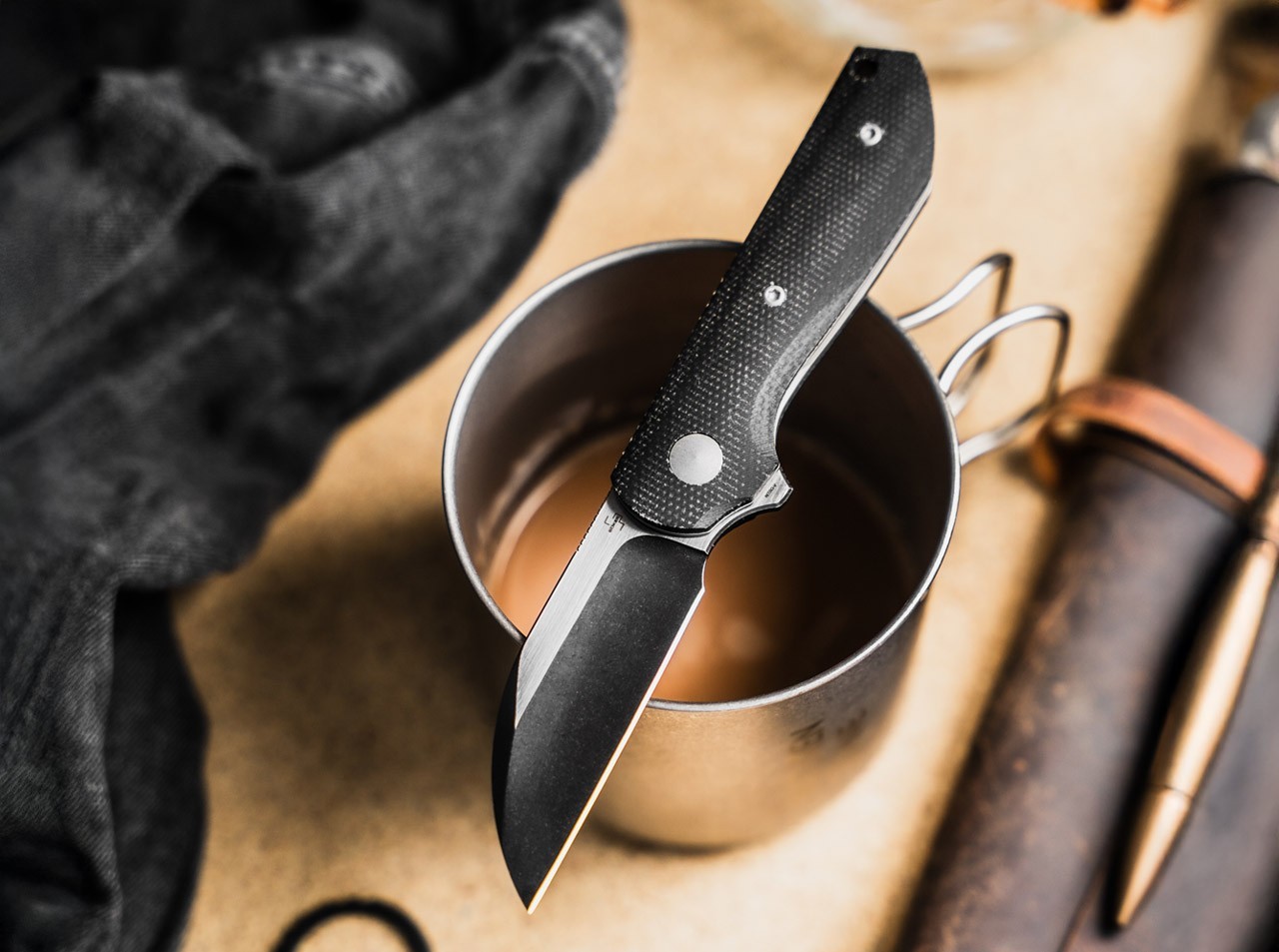 BOKER PLUS Corvus Folding Knife Nitro-V Blade Micarta Handle Clip Black 01BP0071