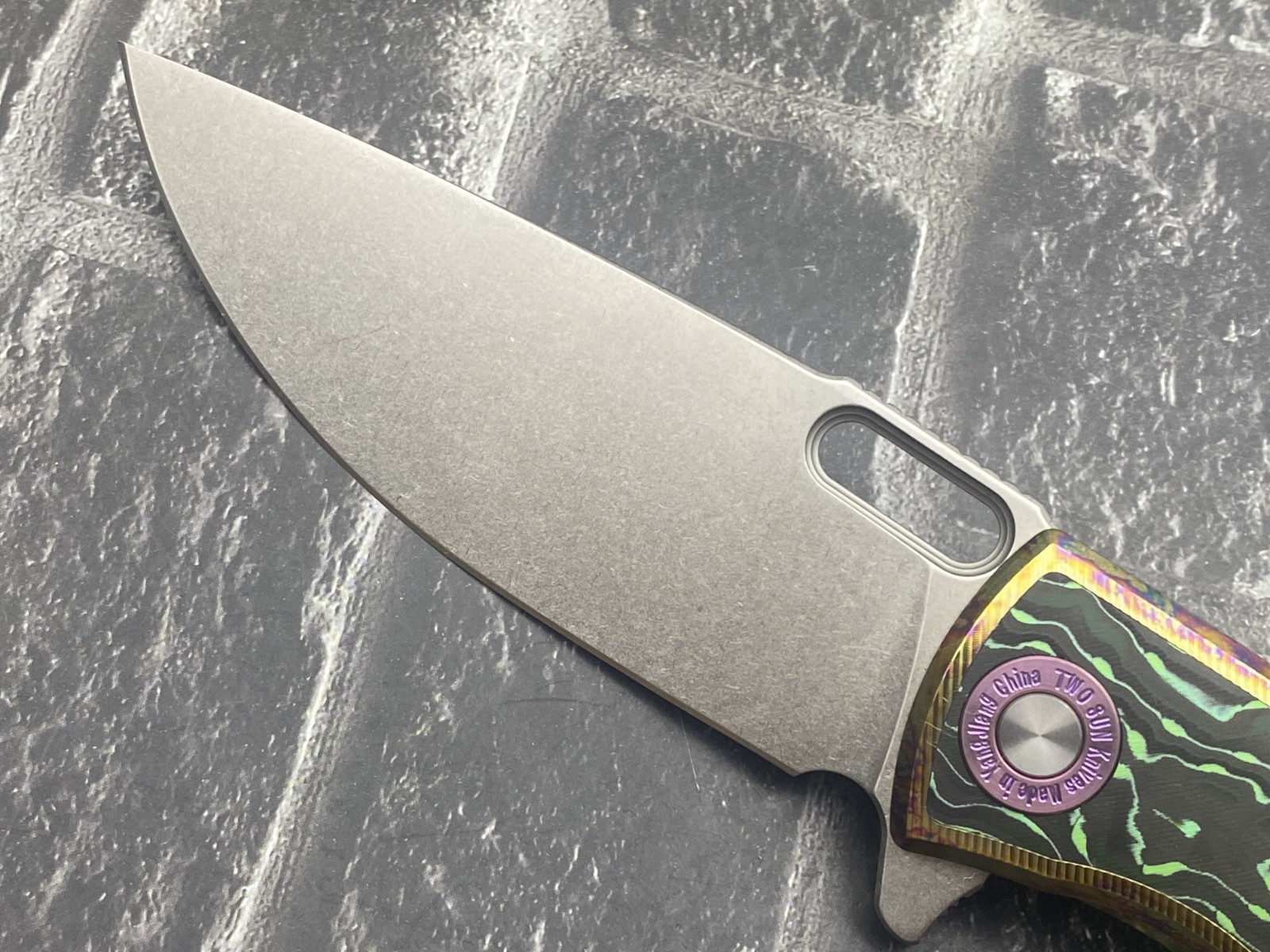 TwoSun TS502-M390-Color Folding Knife M390 Blade Titanium/CF Handle Pocket Knife
