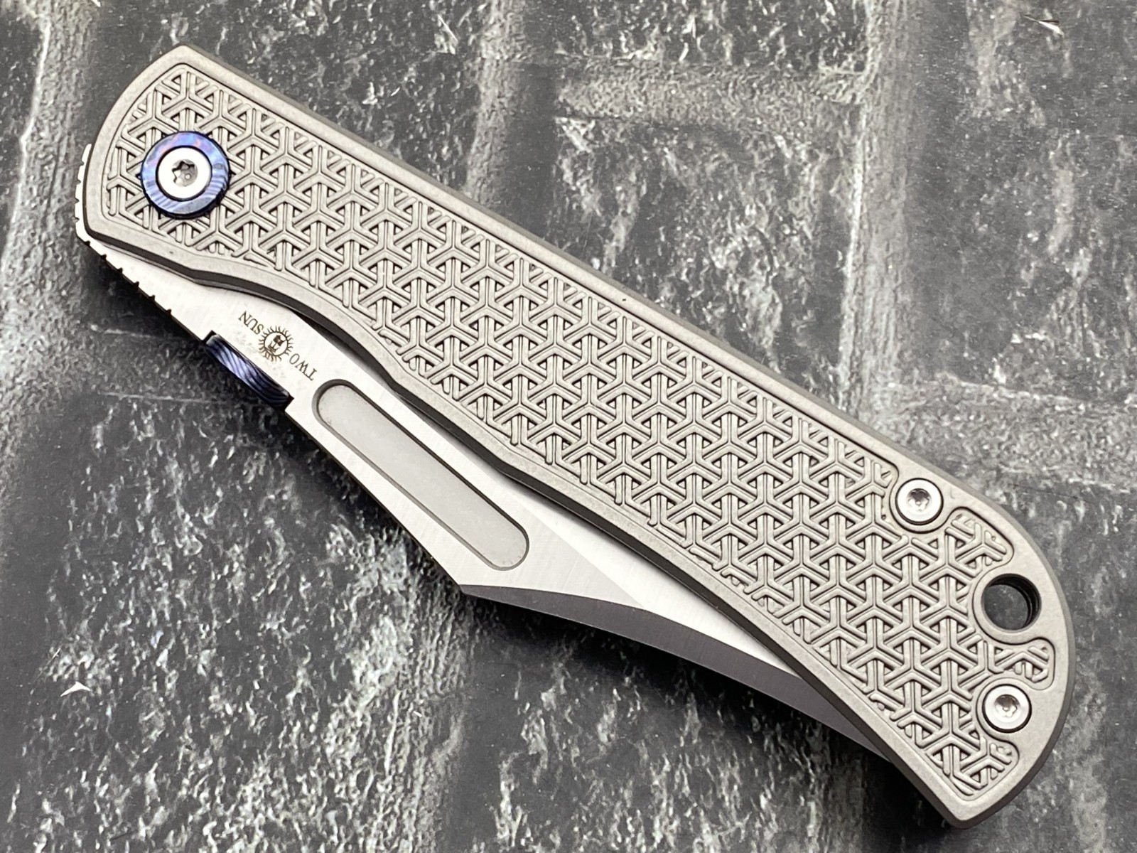 Twosun TS643-M390-Satin Folding Knife M390 Blade Titanium Handle Pocket Knife