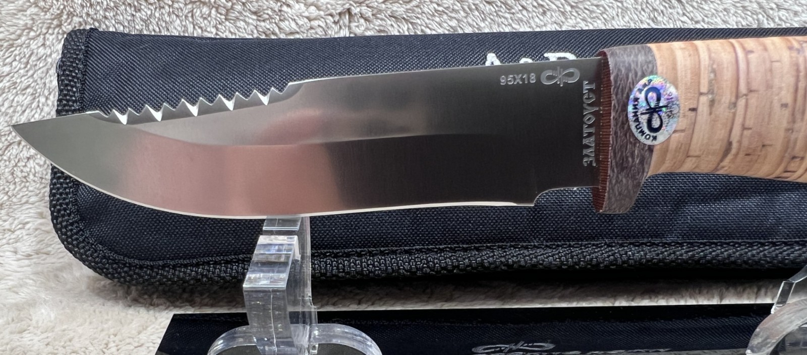 A&R ZLATOUST Strelets Russian Knife Hunting Camping Stainless steel Birch Bark