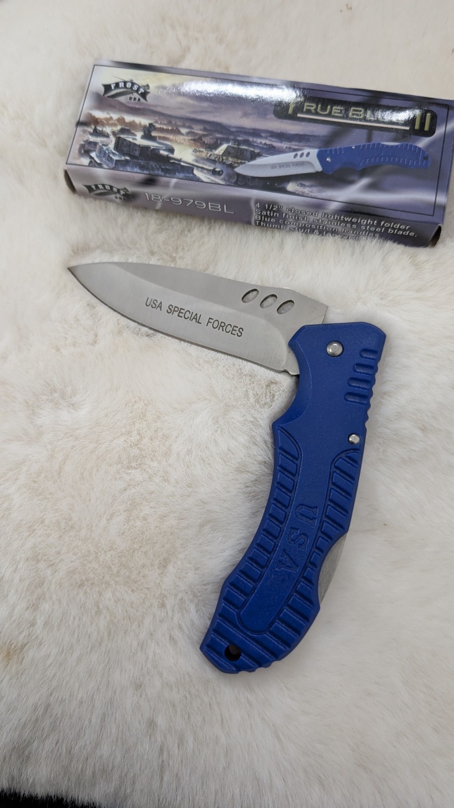New Frost Cutlery TRUE BLUE II Folding Lock Blade Knife #18-979BL
