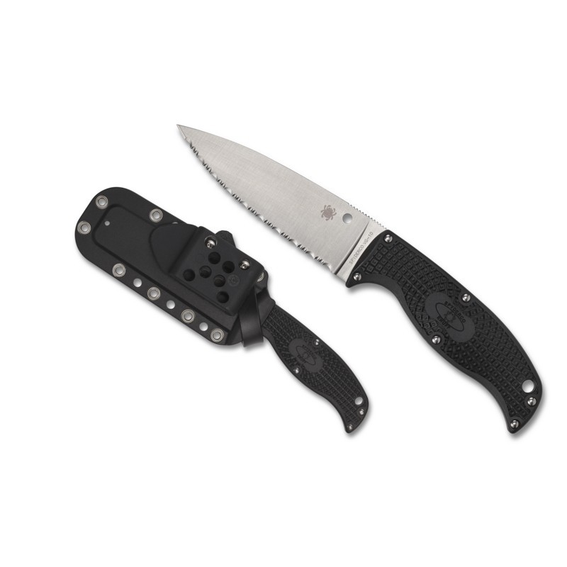 Spyderco FB31SBK2 Enuff 2 Fixed Knife 3.93″ VG-10 Serrated Edge Blade, Black