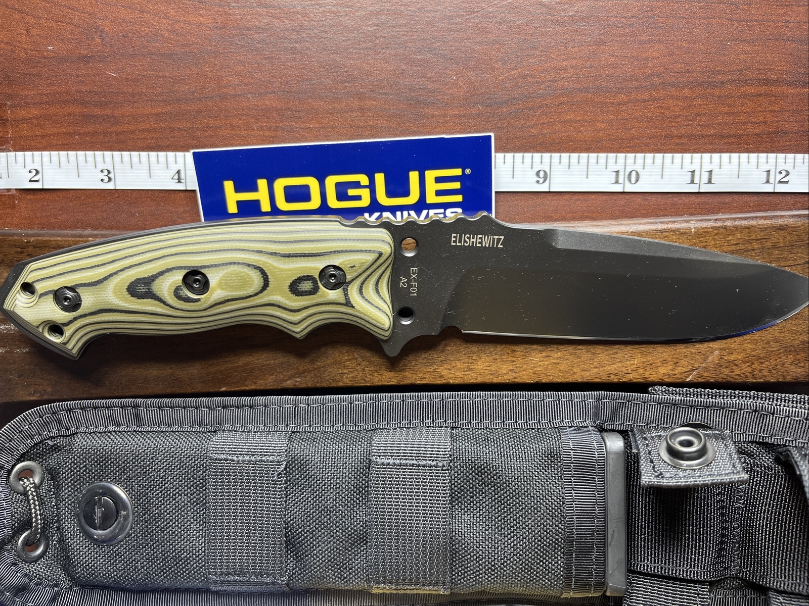 Hogue Tactical Fixed Knife A2 Tool Carbon Steel Blade Green G10 Handle 35178#N76