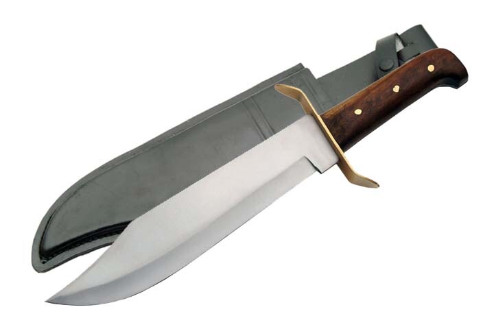 Bowie Knife Carbon Steel Blade Wood Handle Classic w/ Sheath – 15″ Overall