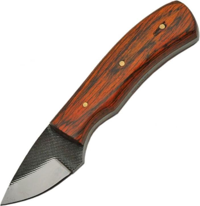 Hunting Knife | 2in Carbon Steel Blade Full Tang Wood Handle + Leather Sheath