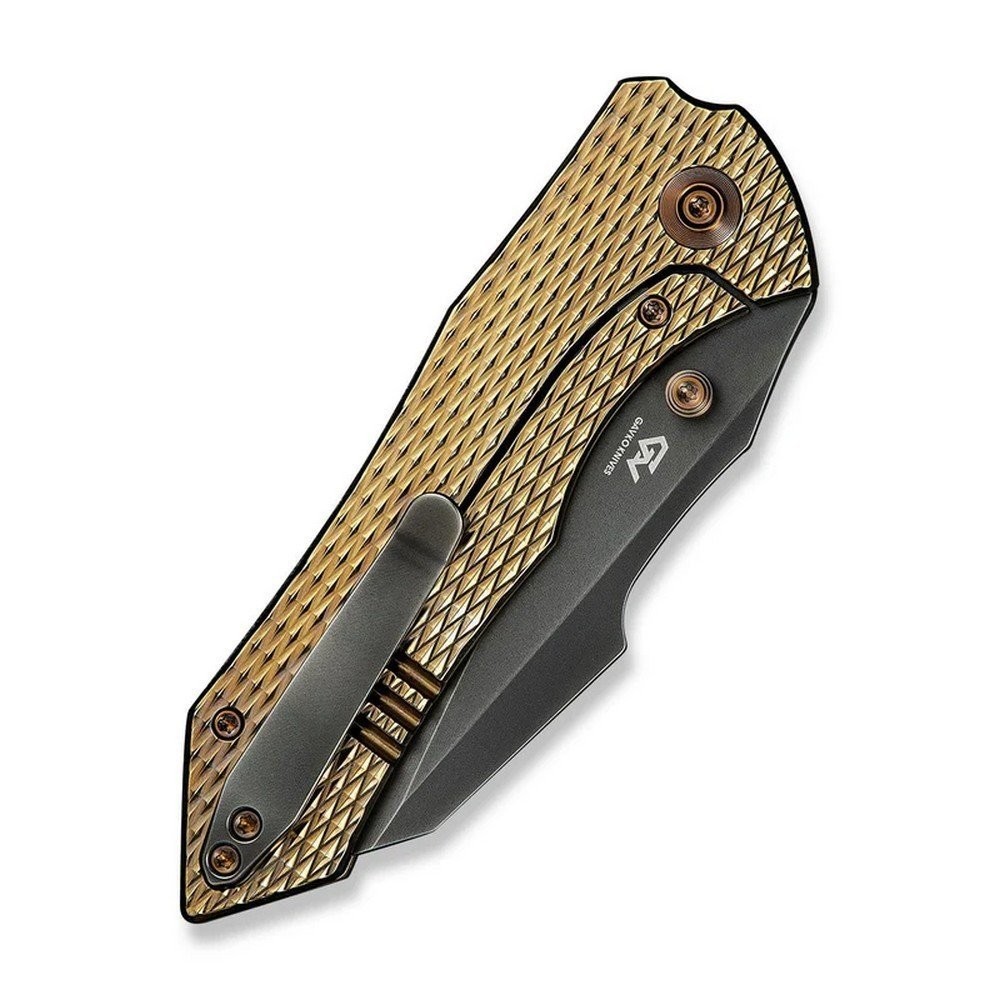 We Knife Co Ltd High-Fin XL Framelock Gold CPM-20CV Folding Blade – WE24010-3