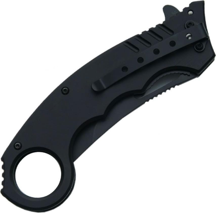 Spring-Assist Folding Pocket Knife 3.75in Black Blade Wood Ring Handle Defender