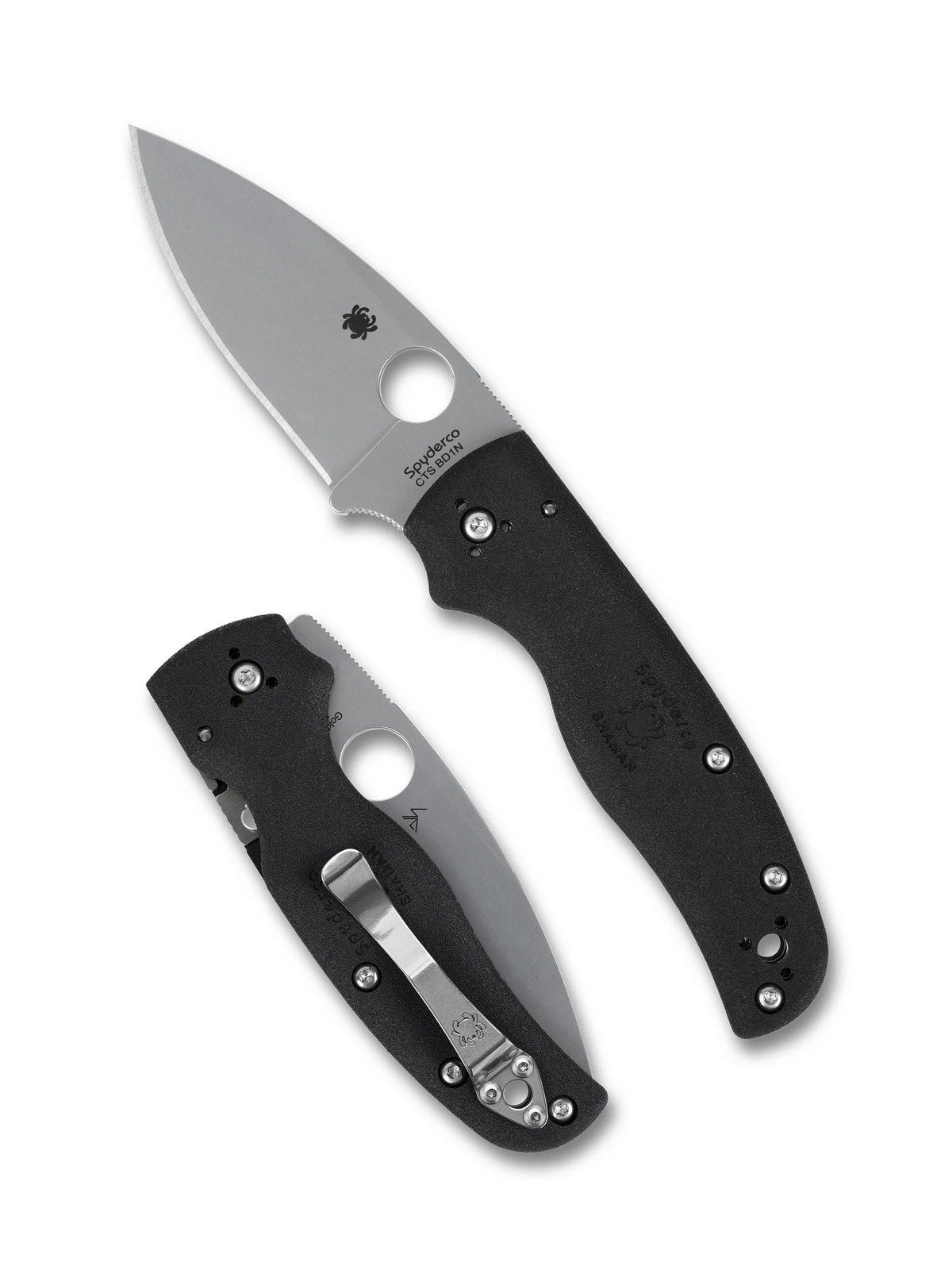 Spyderco Shaman Compression Lock Folding Knife Black FRN Handle – C229PBK