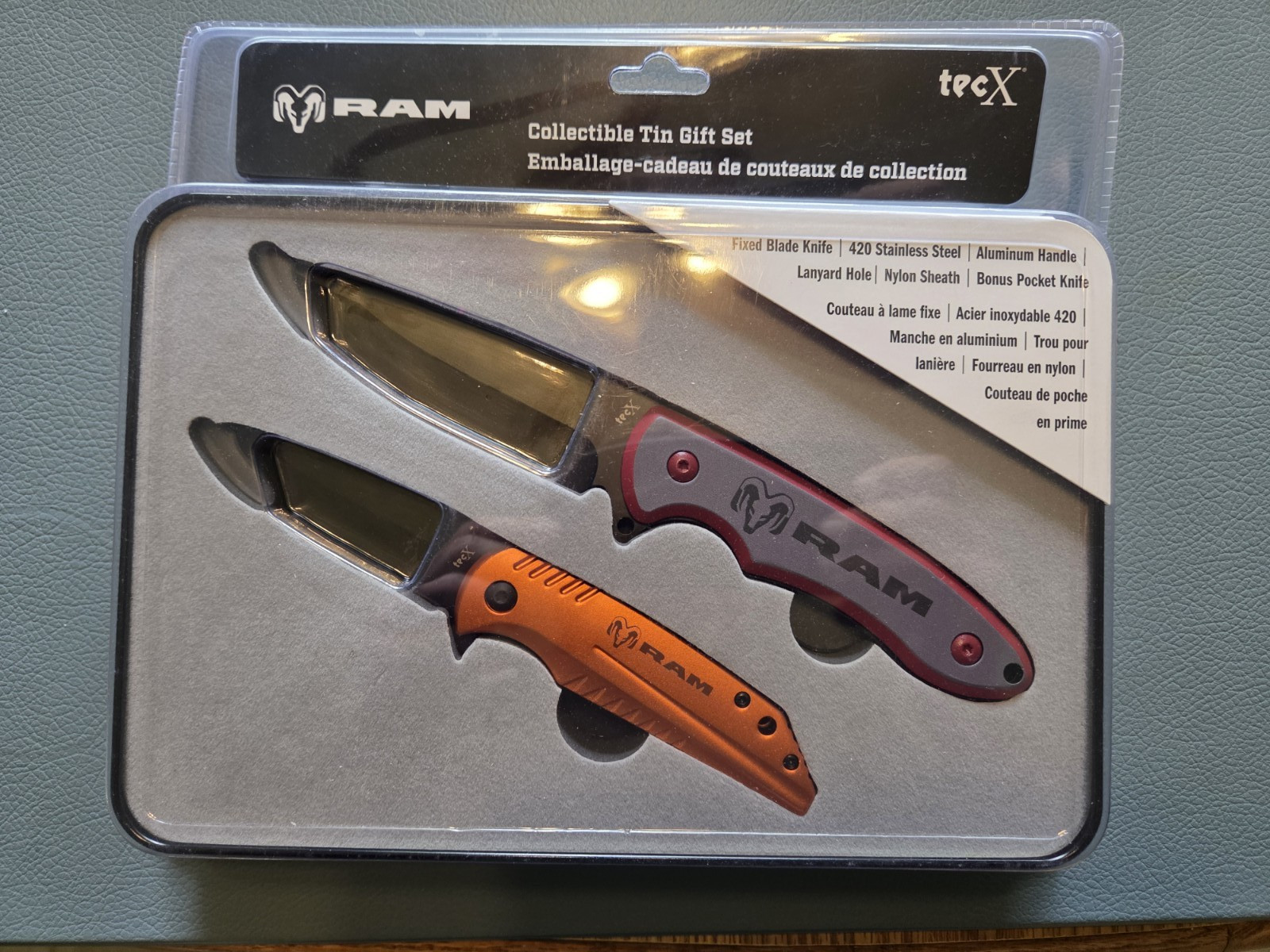 Ram® 2 Piece Knife Set – Fixed Blade & Pocket – Aluminum Handles – Stainless