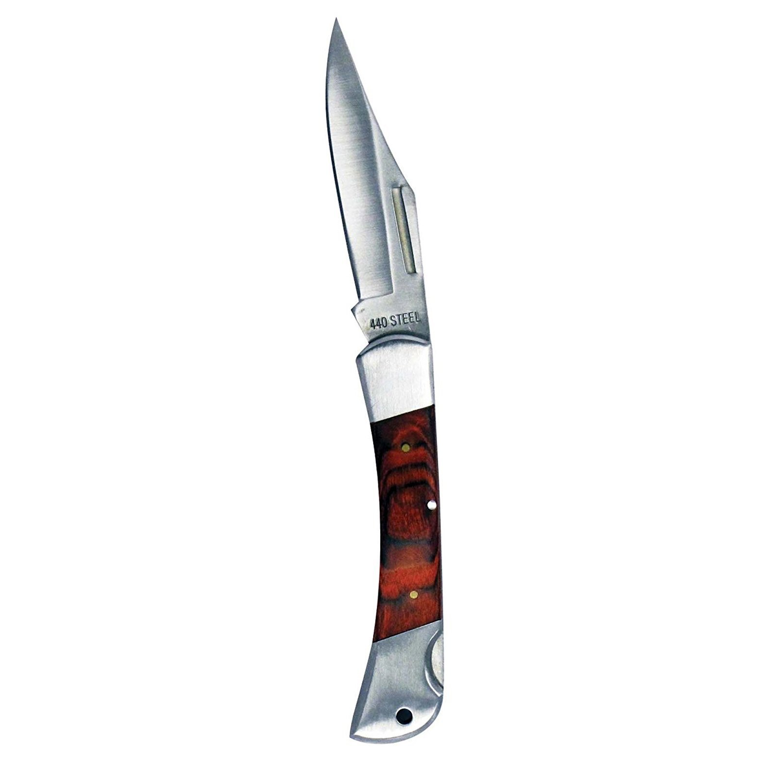 Paka Wood Pocket Knife Folding Blade 440 Stainless Steel Clip Point