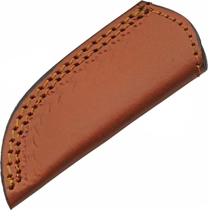 Hunting Knife 2.75in Damascus Steel Blade Bone Handle Full Tang + Leather Sheah
