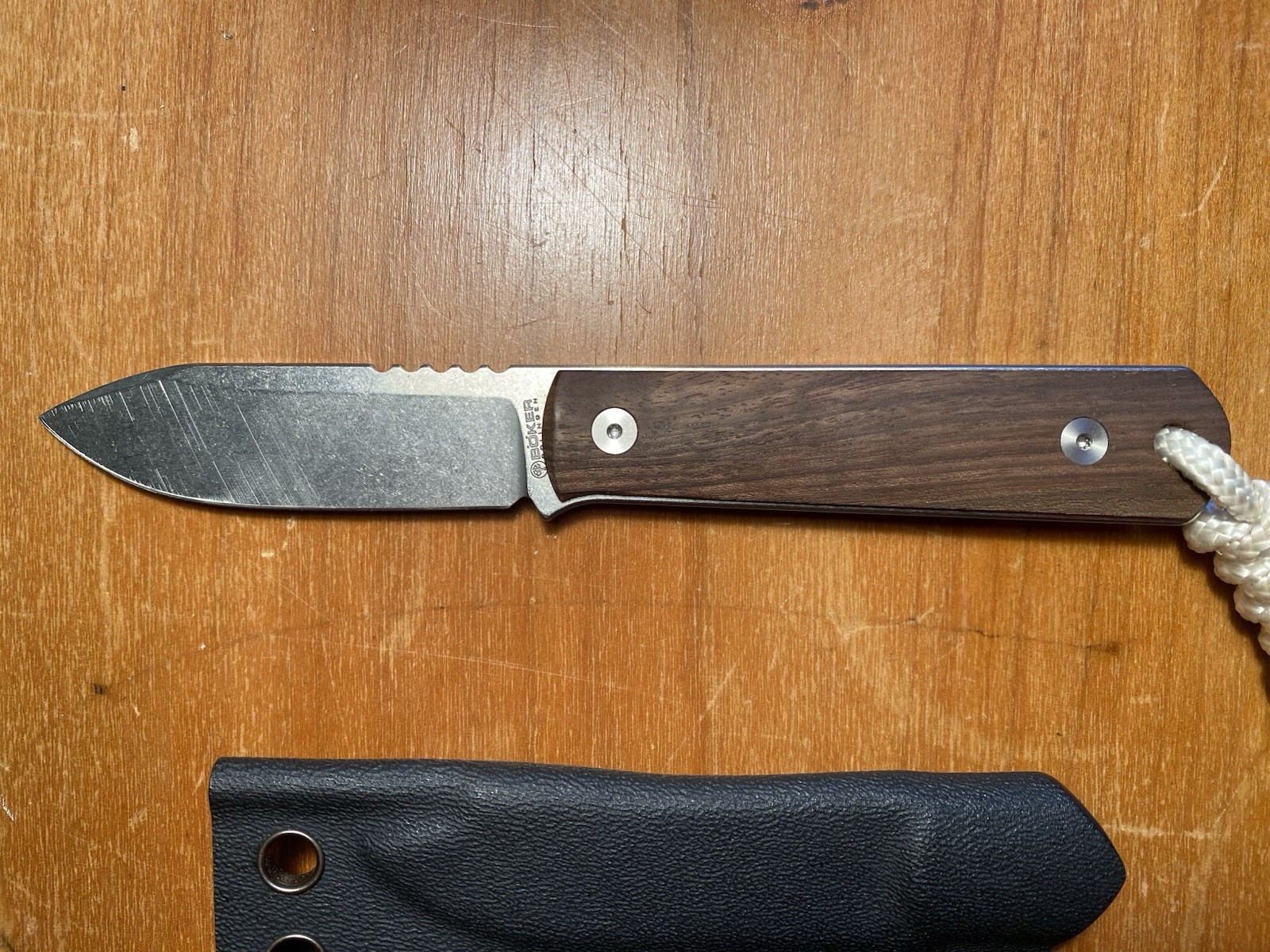Boker BFF Packlite MagnaCut Fixed Blade Walnut Scales DCC Clip Box Sheath