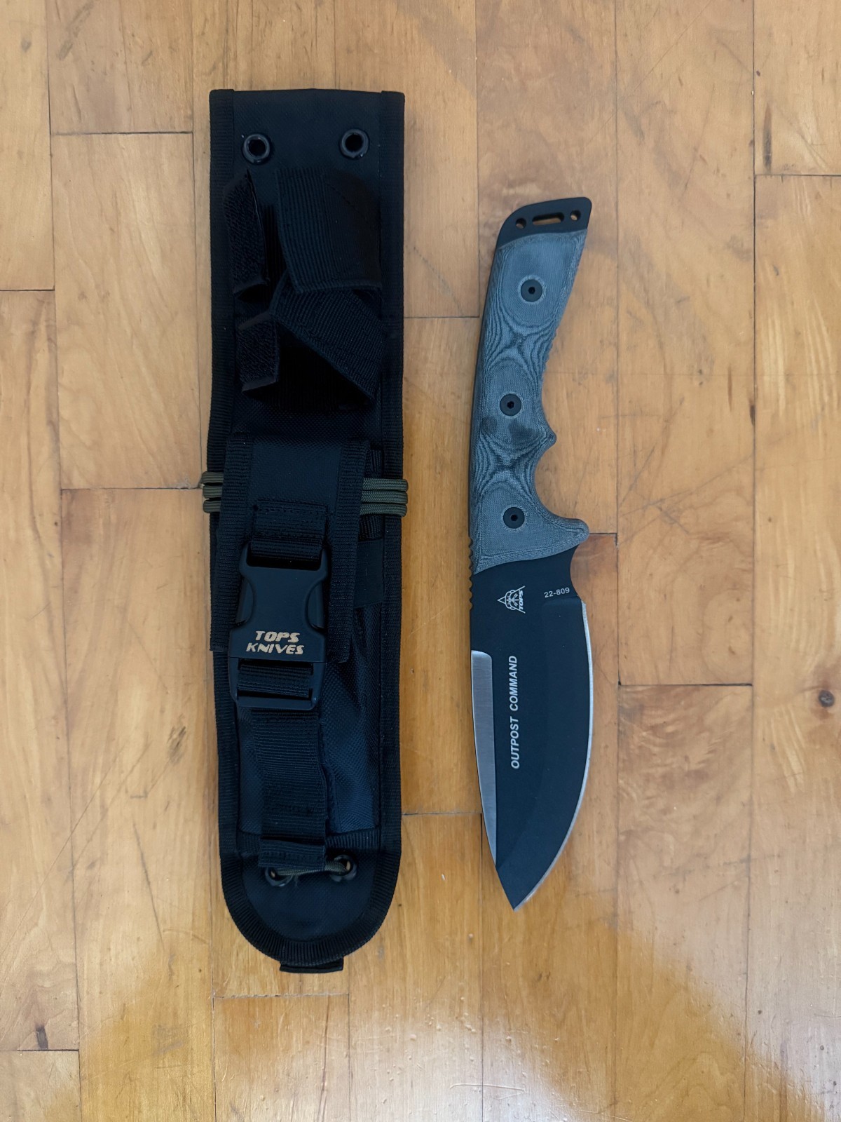 TOPS Outpost Command Gray 5.75in blade- Drop Point Knife – full tang