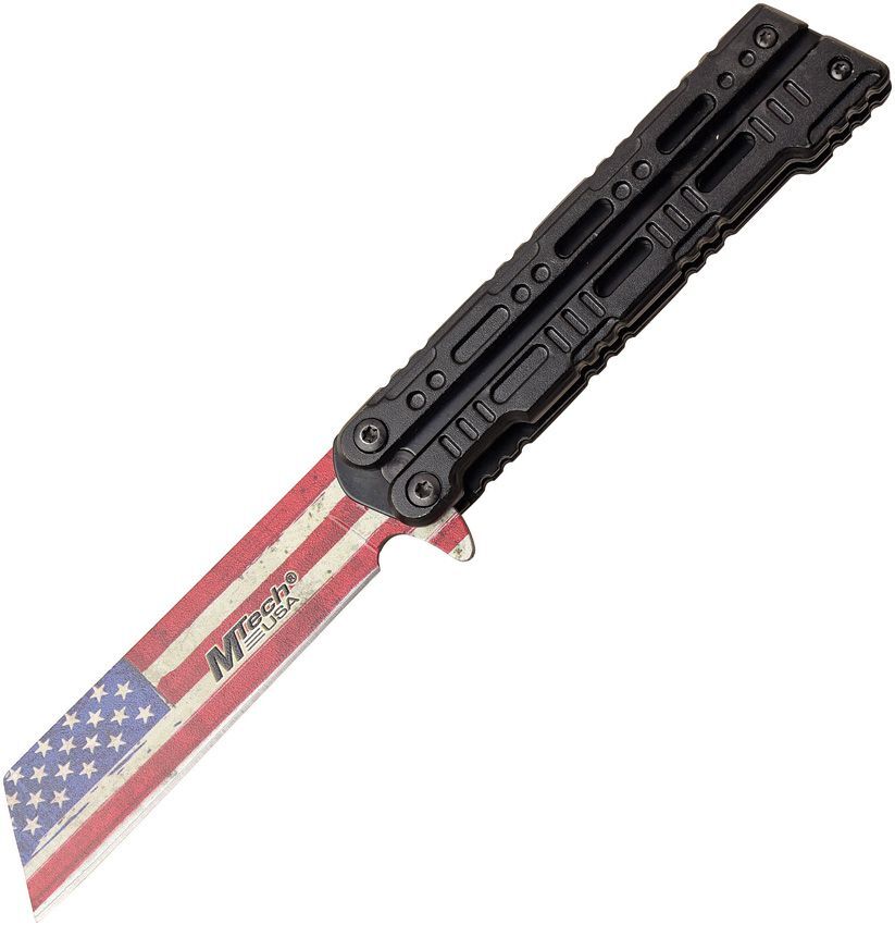 MTech Linerlock Folding Knife 3.5″ 3Cr13 Steel Flag Blade Black – MT-A1123BK