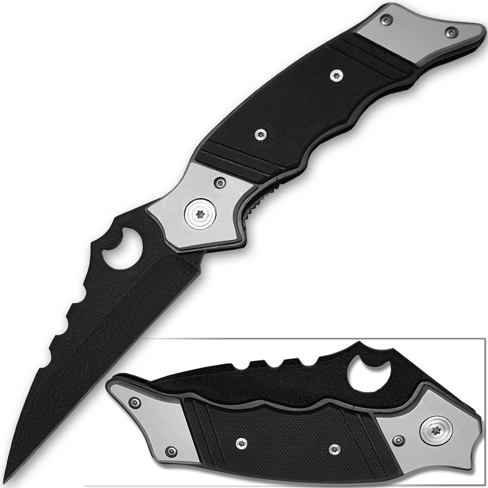 Night Prowler Wharncliffe Blade Folding Knife w G10 Handle Grip Black Warncliff