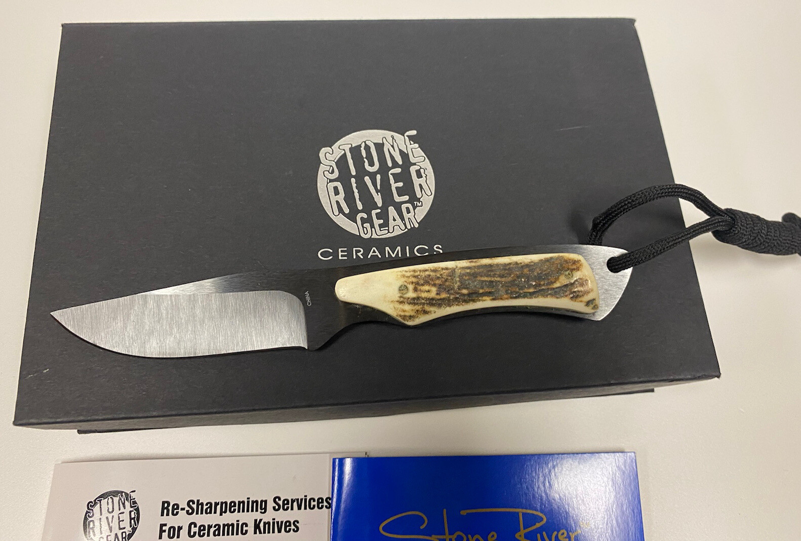 NEW Stone River Gear Ceramic Blade Caping Hunting Knife w/ Stag Handle SRG65SCB