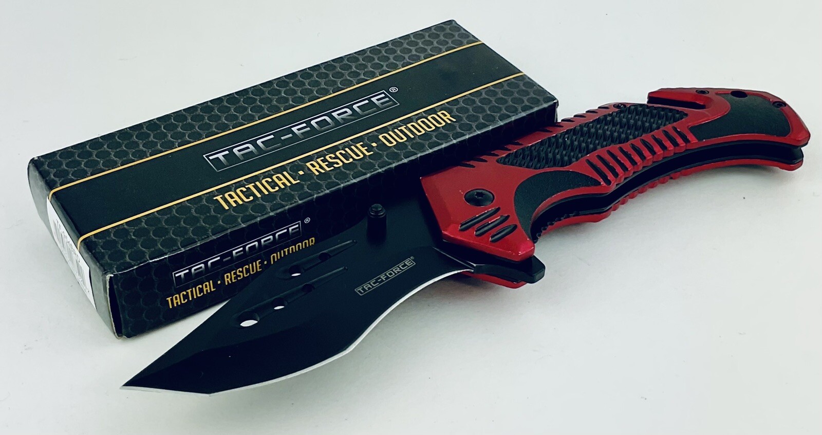 Spring-Assist Folding Knife Glass Break Seatbelt Cutter Tactical Blade EDC Red