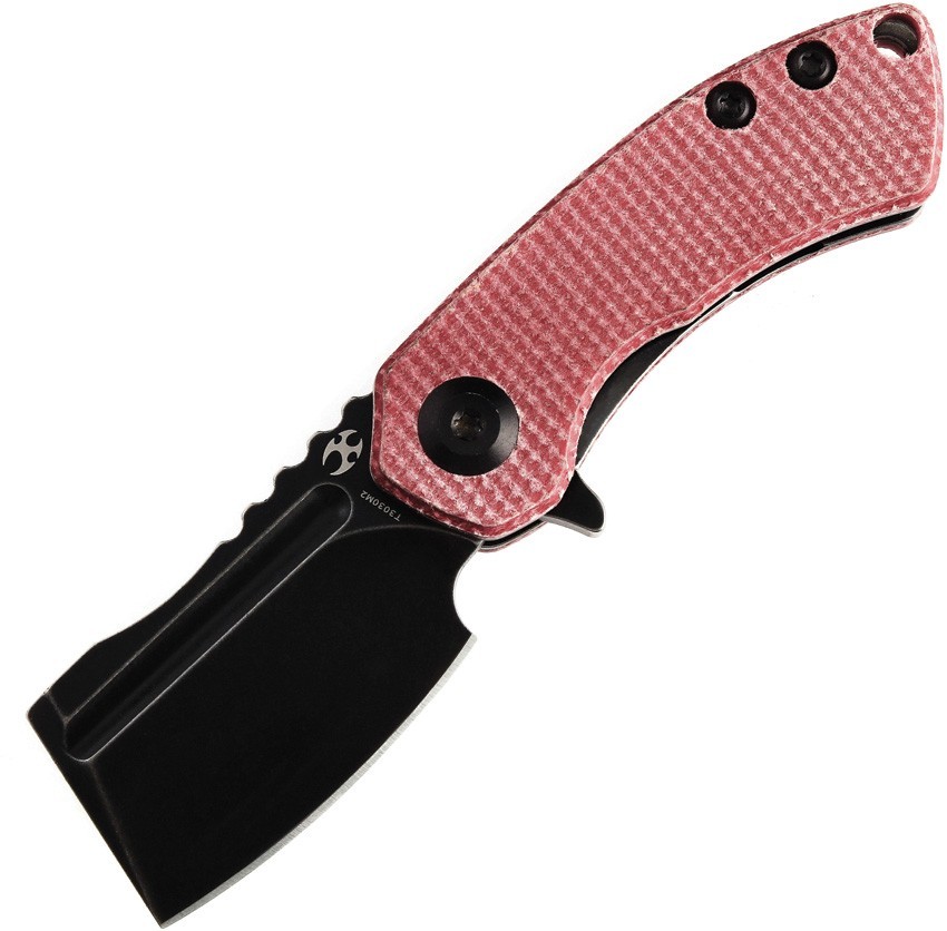 Kansept Knives Mini Korvid Red Mic T3030M2 154CM Black Micarta Folding Knife