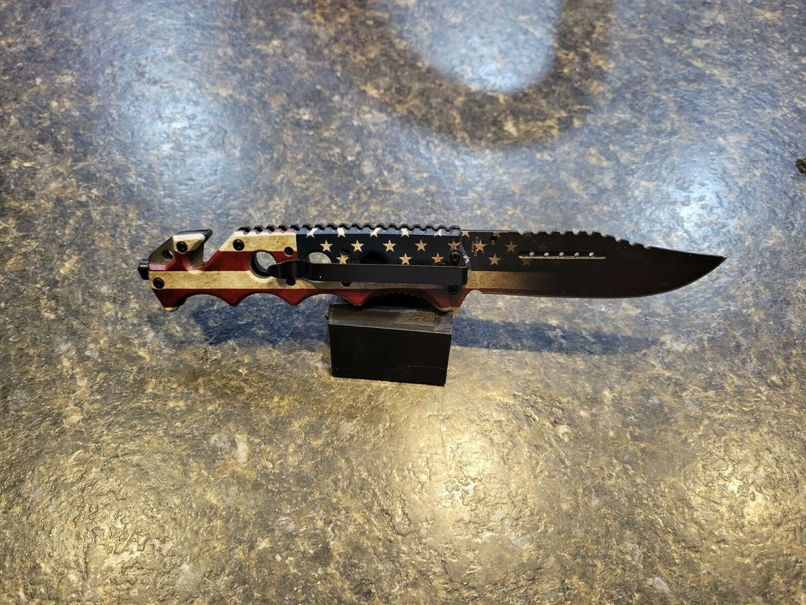 God Bless America USA Ba Spring-Assist Folding Knife | Patriotic  Black