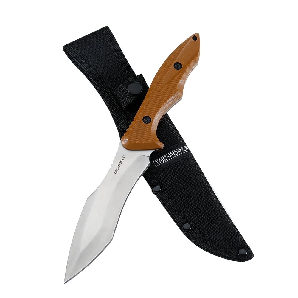 Tac-Force Fixed Blade Knife 10.75 Inch Overall Length G10 Handle Black Nylon