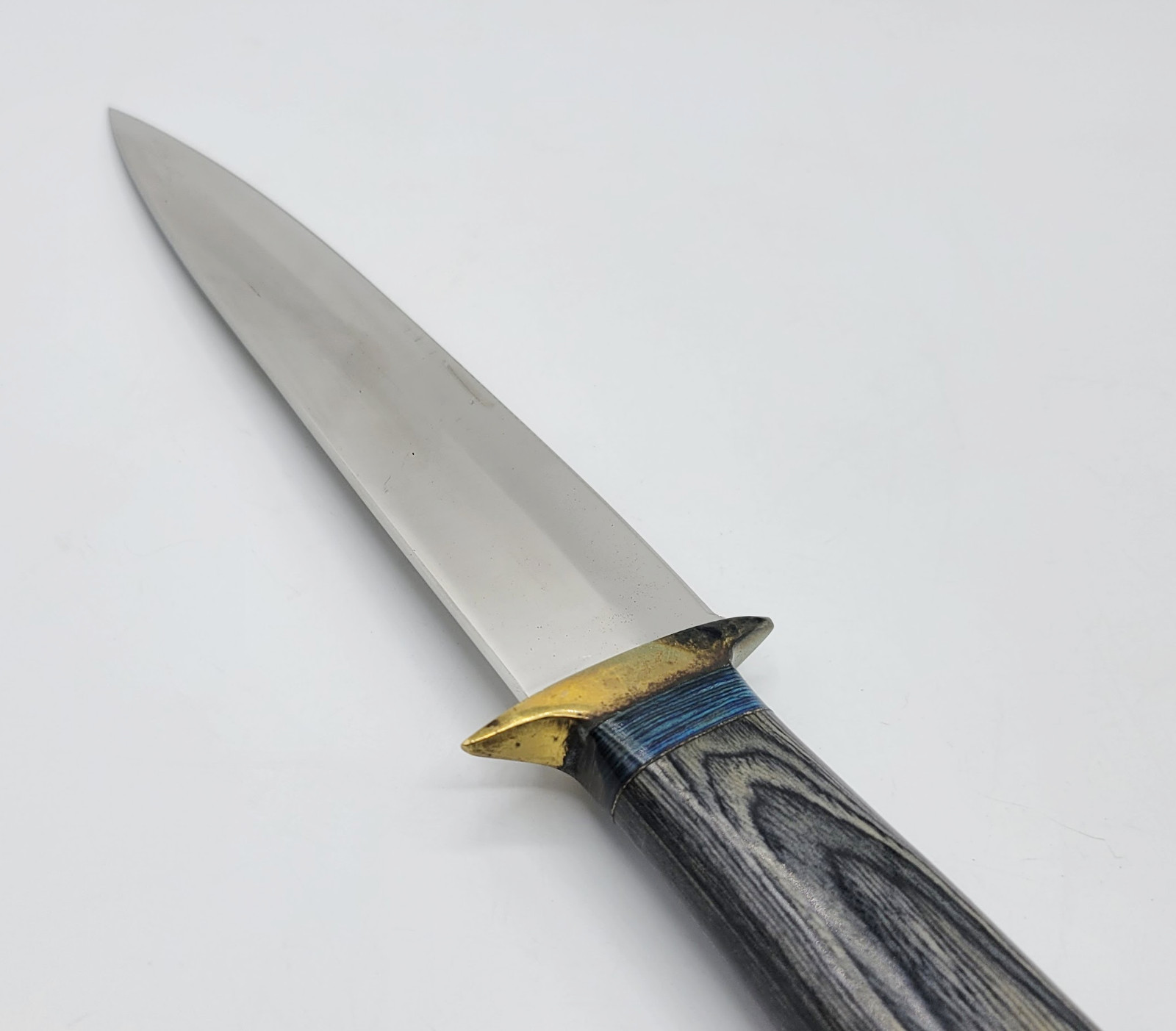 12″ Wooden Inlay Wood Hunting Knife Fixed Blade W/ Genuine Brown Leather Sheath