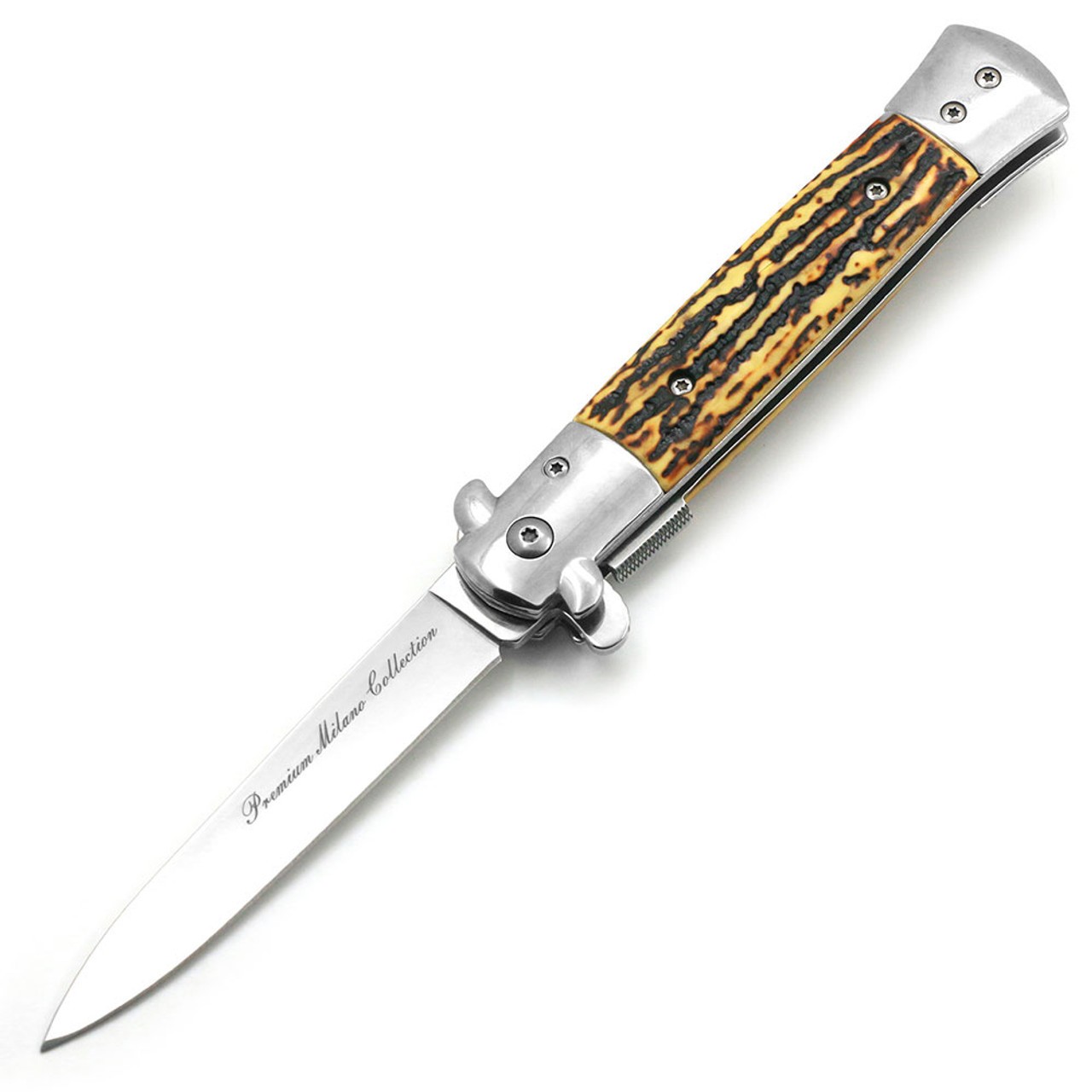 Premium Stiletto Milano Collection Spring Assist Knife Faux Bone Handle