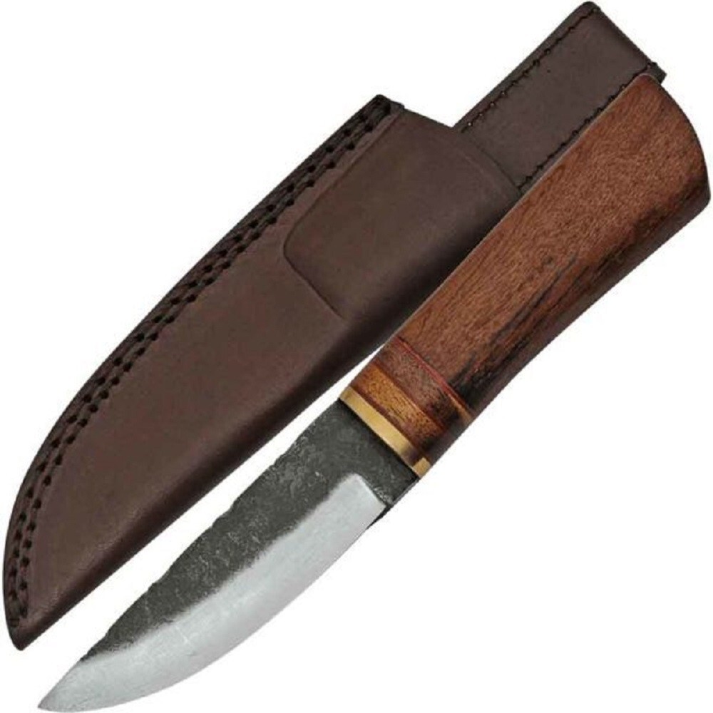 Bushcraft Heavy Duty Carbon Steel Hunting Utility Knife w/ Leather Sheath – NEW