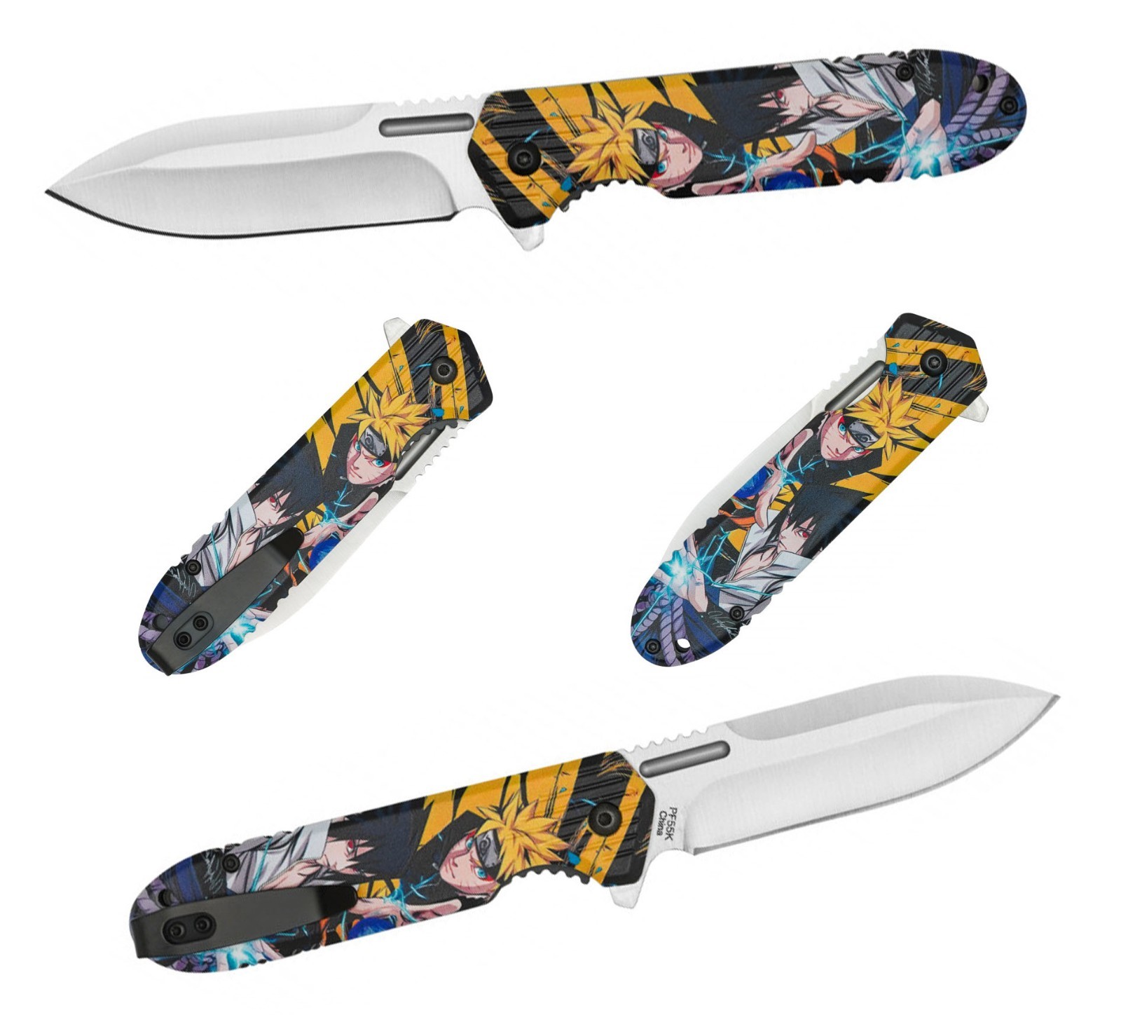 8” Naruto & Sasuke 3-D Printed Graphic Spring Assisted Pocket Knife w/clip