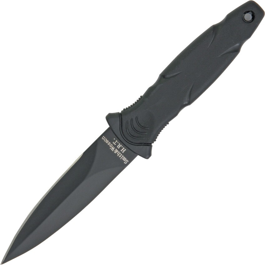 Smith & Wesson HRT Military Boot 3.5″ Black Stainless Rubber Fixed Knife HRT3BF