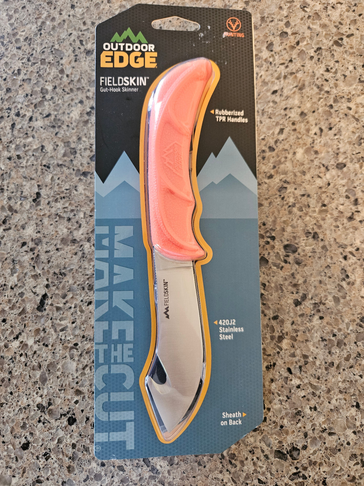 Outdoor Edge FIELDSKIN Gut-Hook Skinner w/ Sheath- 420J2 Stainless Steel Knife