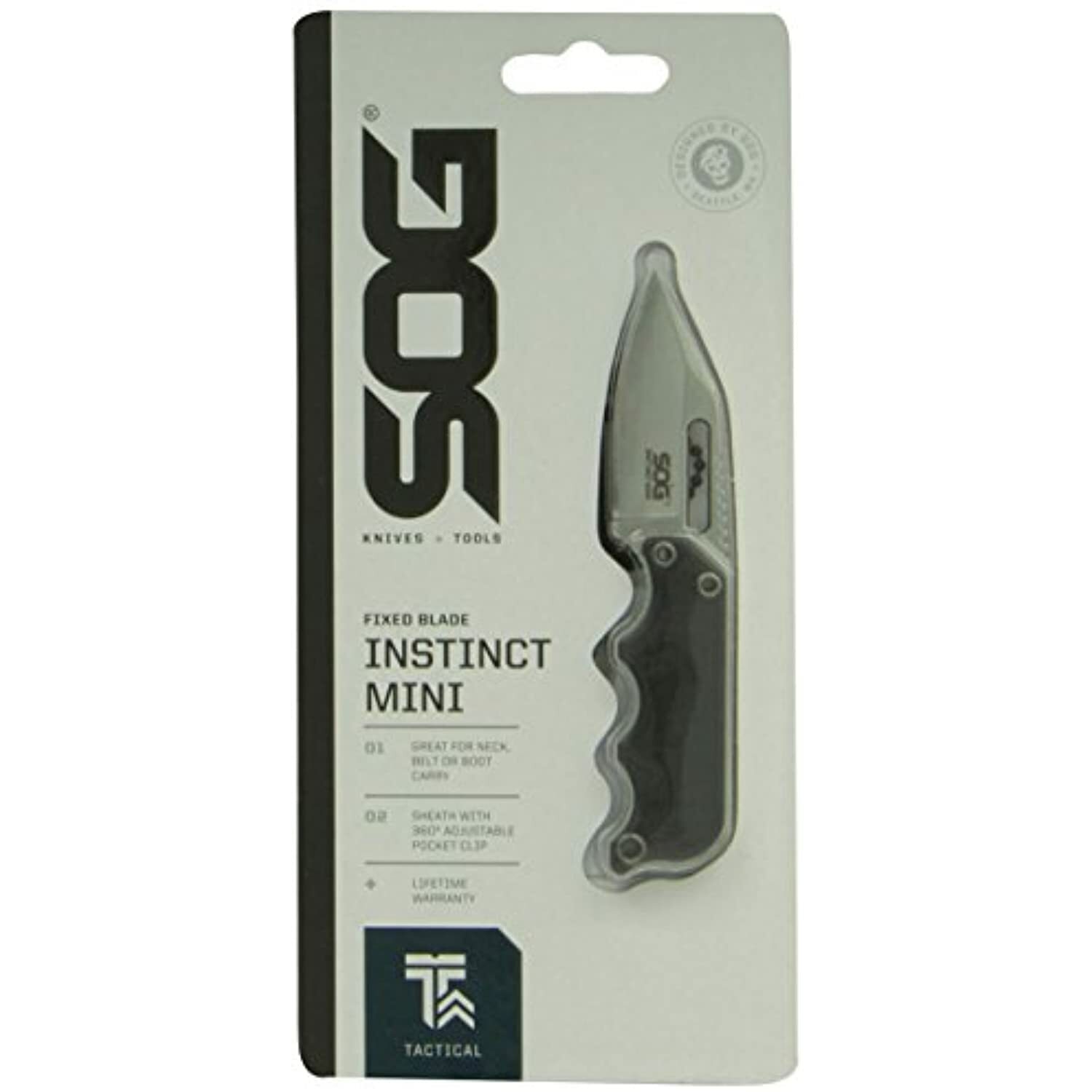 SOG Instinct Mini Small Fixed Blade Knife- 1.9 Inch Full Tang Adjustable Clip