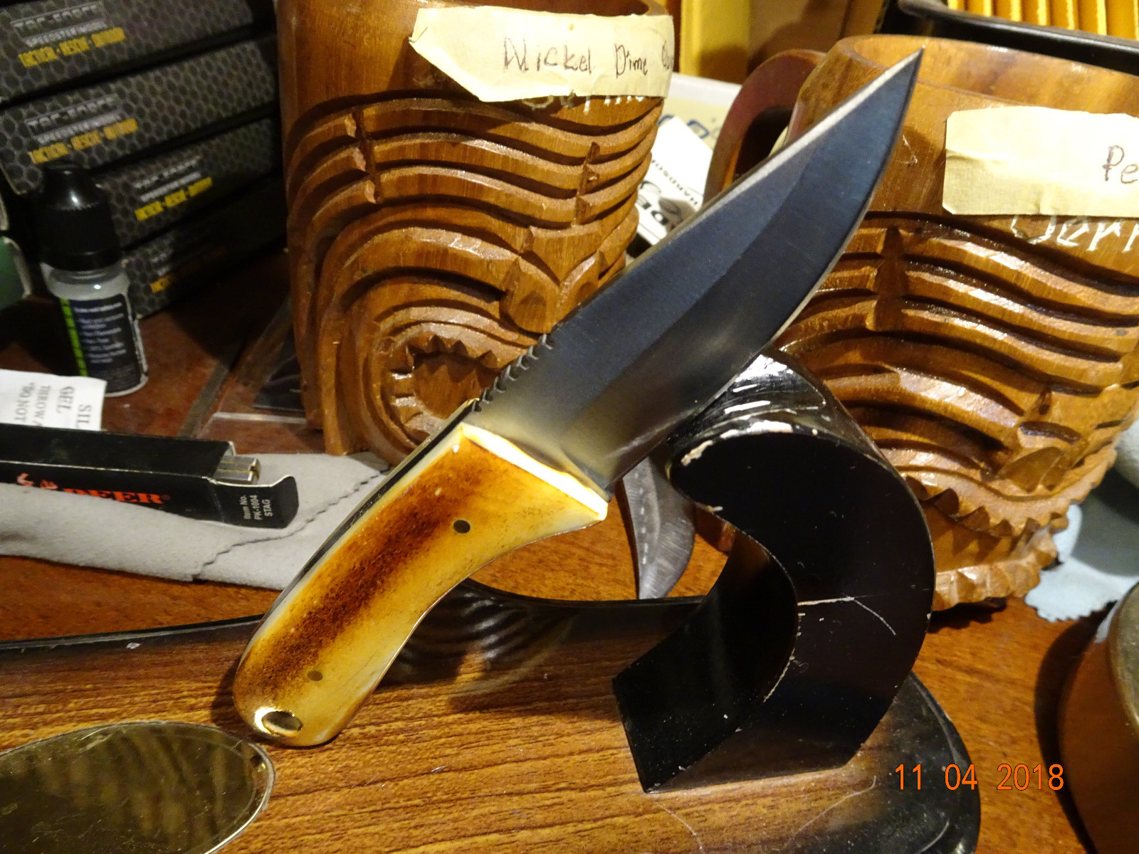 CHIPAWAY CUTLERY 5.75″ OVERALL TORCH BONE HANDLE 440HC STAINLESS BLADENYLON SHE
