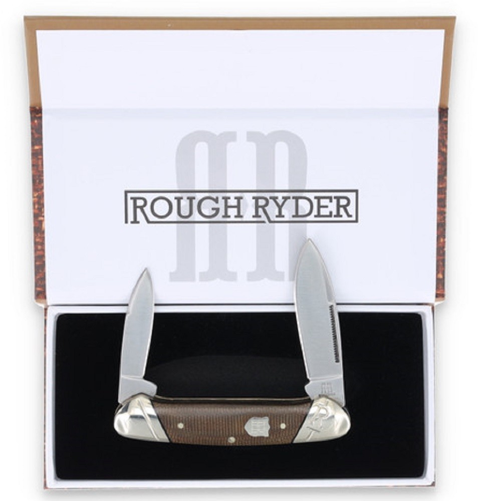 Brown Burlap Micarta Handle Canoe Pocket Knife by Rough Rider – Tater Skin Line