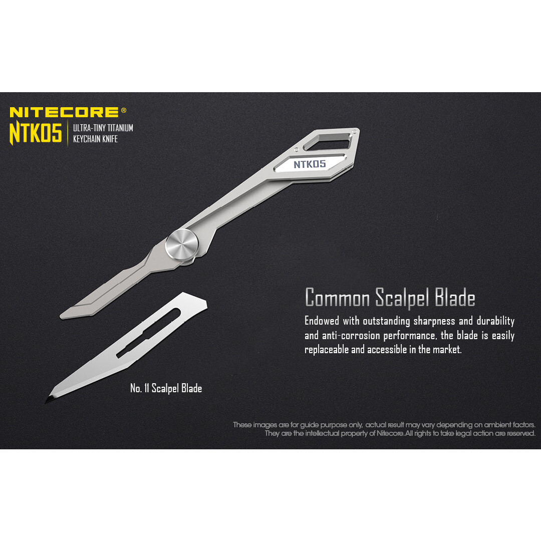 ~NEW~ Nitecore NTK05 Titanium Folding Scalpel Keychain Knife