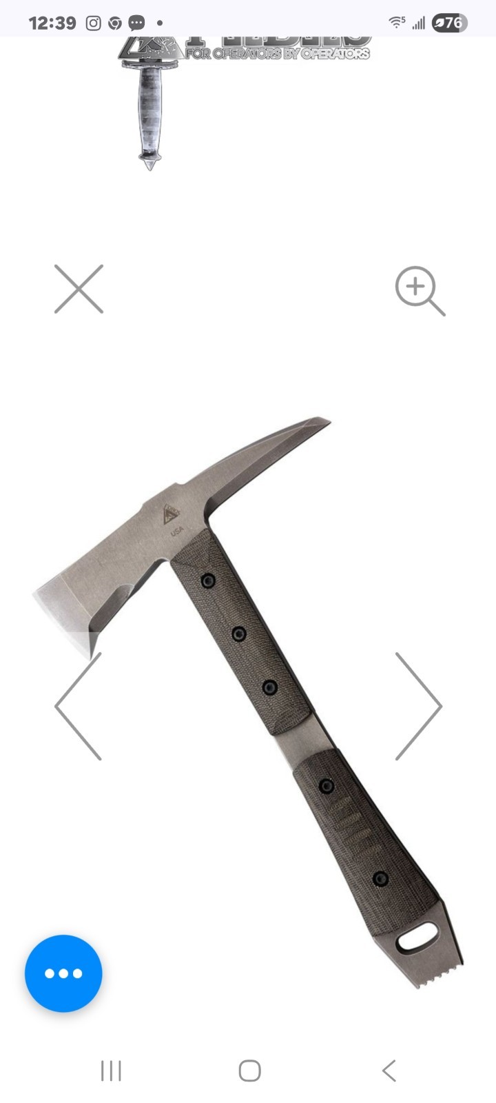 FOBOS Knives Tombat AirKool Combat Tomahawk OD Green Micarta Red Liners A2 Steel
