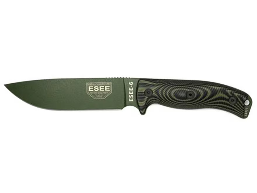 ESEE Knives ESEE-6 3D Fixed Blade Knife 6.5″ Drop Point 1095 Olive Drab Blade