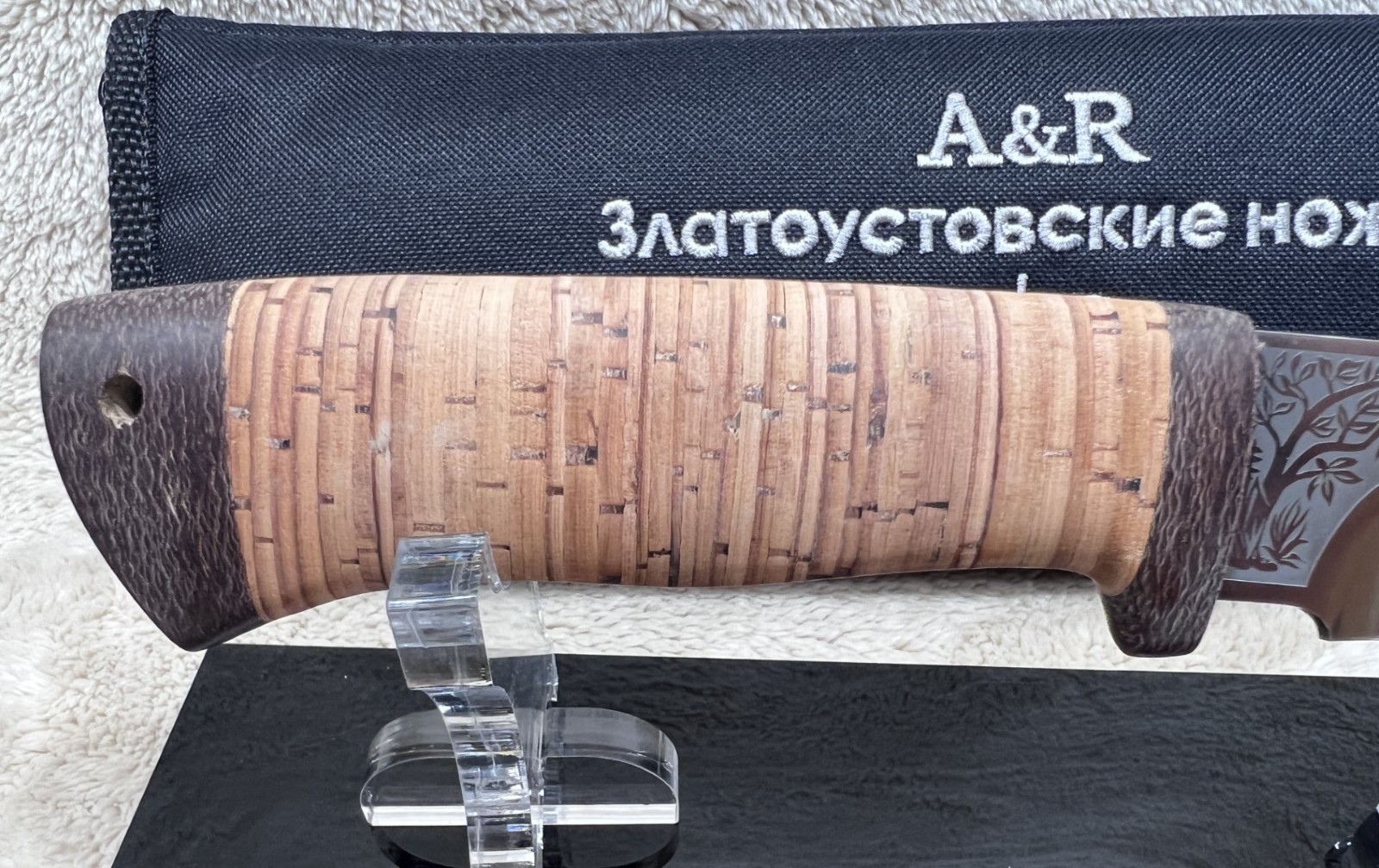 A&R ZLATOUST Strelets Russian Knife Hunting Camping Stainless steel Birch Bark