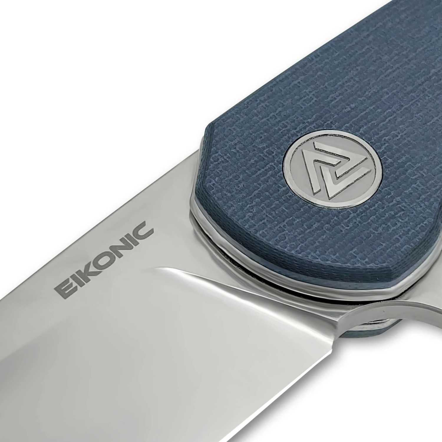 EIKONIC Dromas 3.25″ Flipper Knife, D2 Silver Blade, Steel Blue G10 – 440SSGY