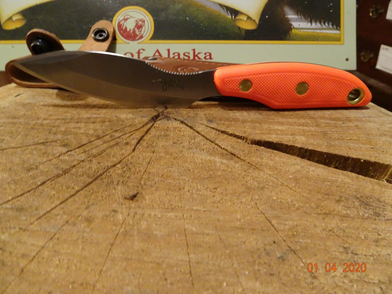KNIVES OF ALASKA 8 1/2″ ETREME YUKON #1 SUREGRIP ORANGE HANDLE D2 BLADE LEA SH
