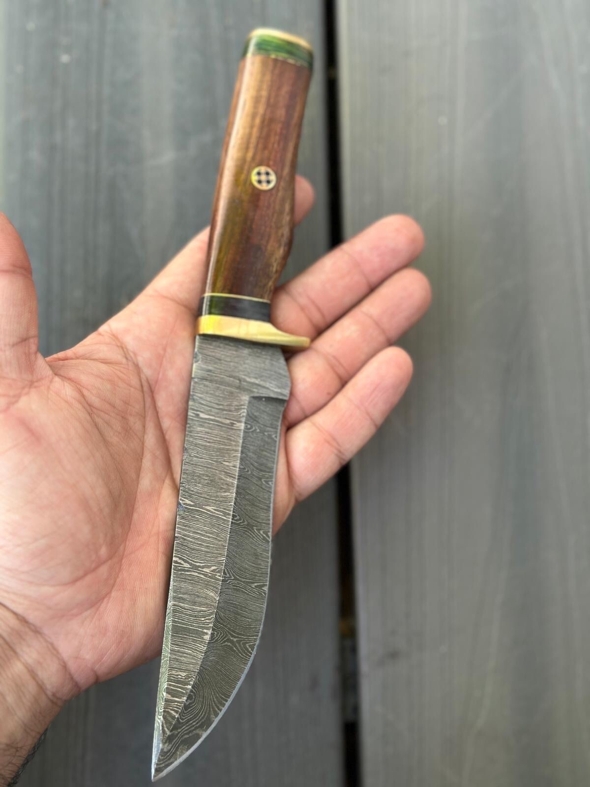 10” Bowie Knife Forged Damascus Fixed Blade Hunting Tactical Outdoor Camping
