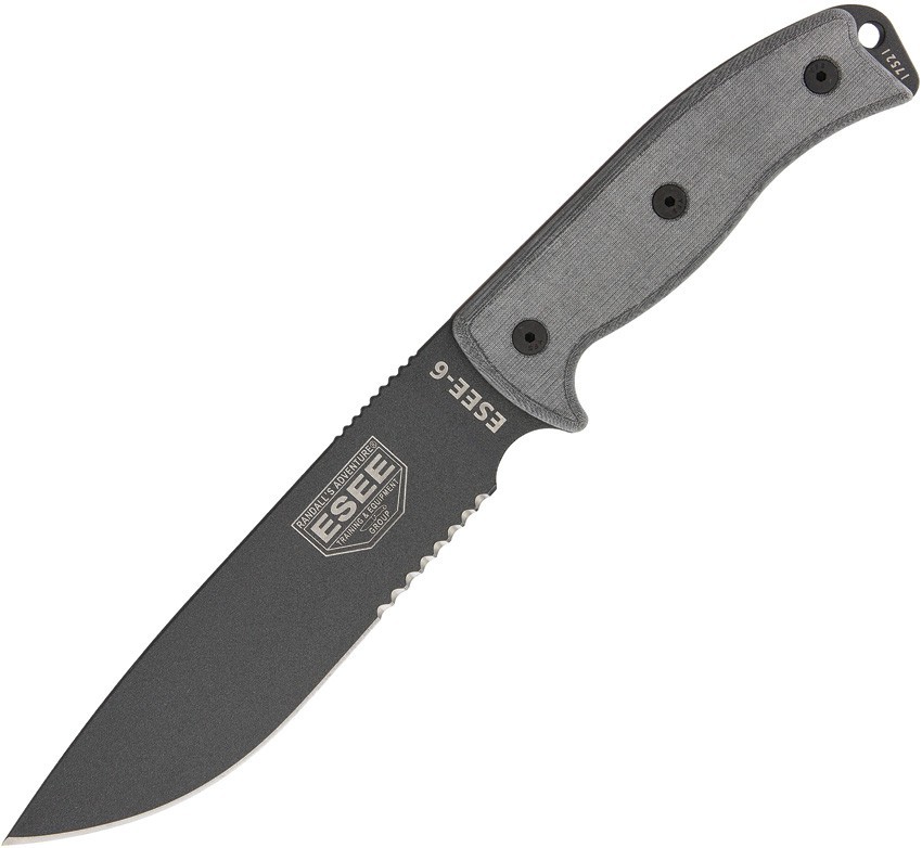 ESEE Model 6 Serrated Tactical ES6STG 5.75″ Carbon Steel Micarta Fixed Blade