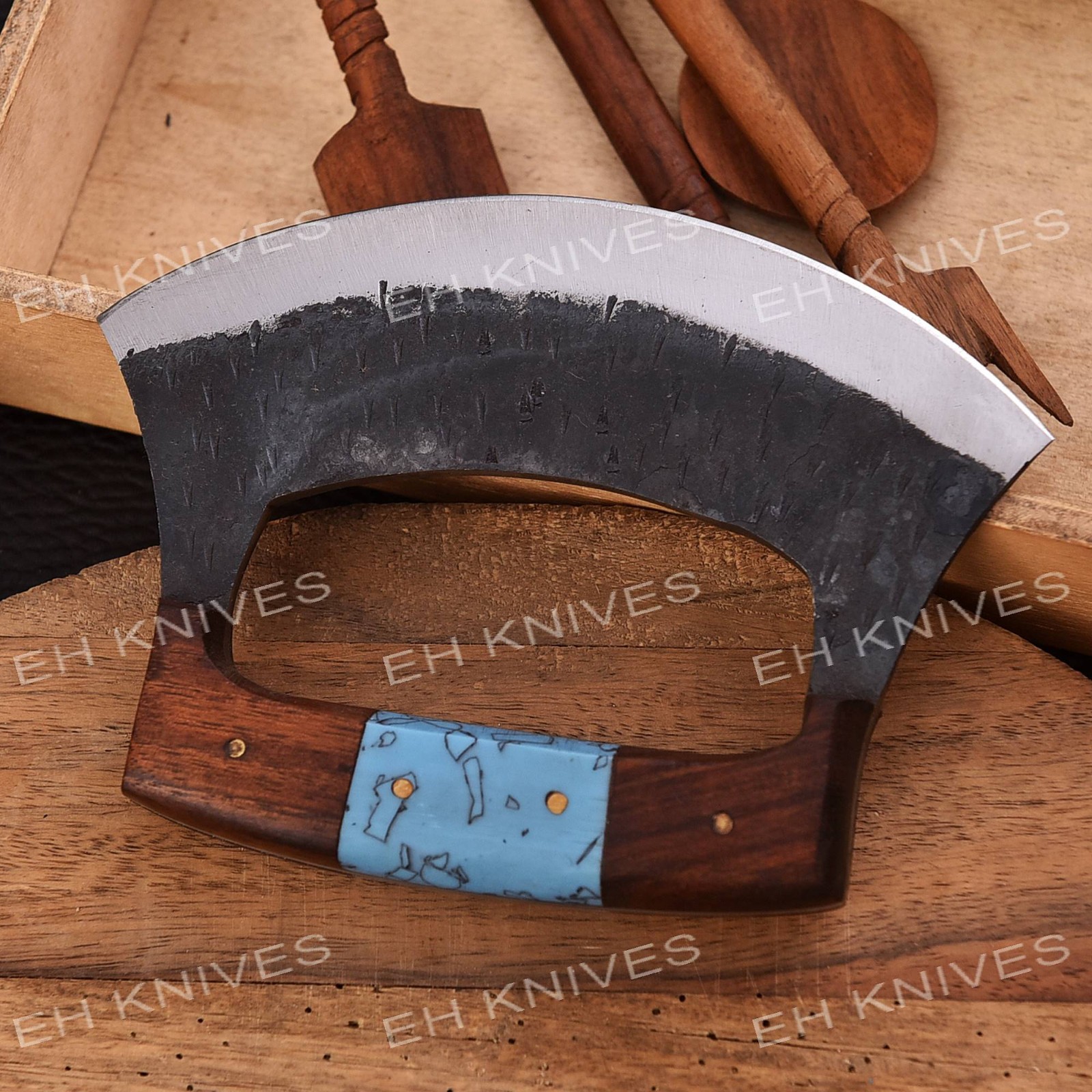 Handmade D2 Steel Ulu Vintage Alaskan Kitchen Sharp Chef Knife with Sheath
