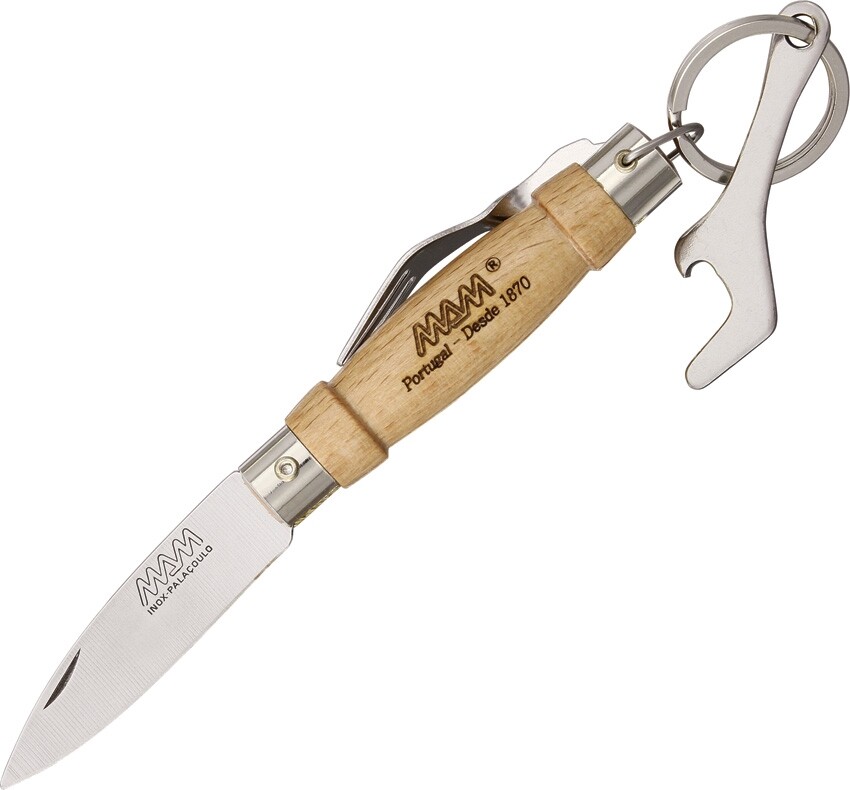 MAM Knife With Fork Multi Tool 2.25″ Stainless Blade Brown Beechwood Handle 1C
