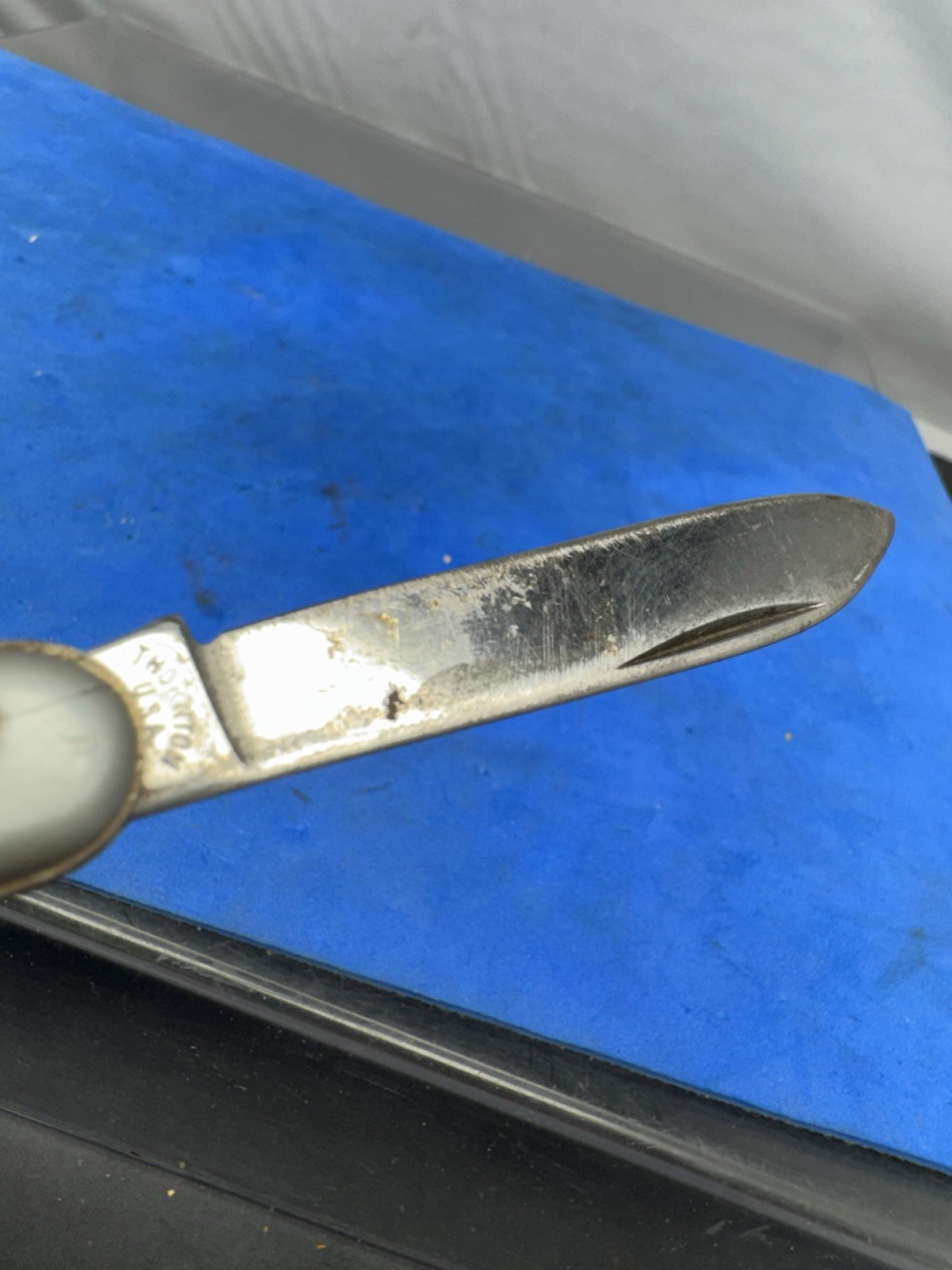 Vtg Thornton USA Folding Pocket Knife Single 3″ O/A 2.25″ Blade in Good Cond.
