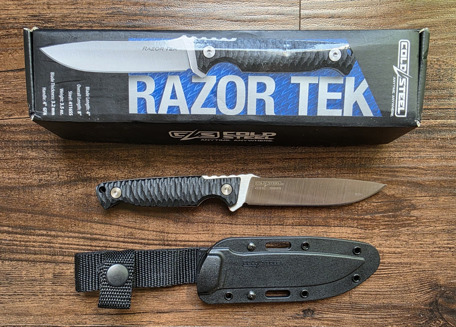 Cold Steel Razor Tek 4″ Fixed Blade Knife, 4116 SS, Full Tang, Sheath – FX-4RZR