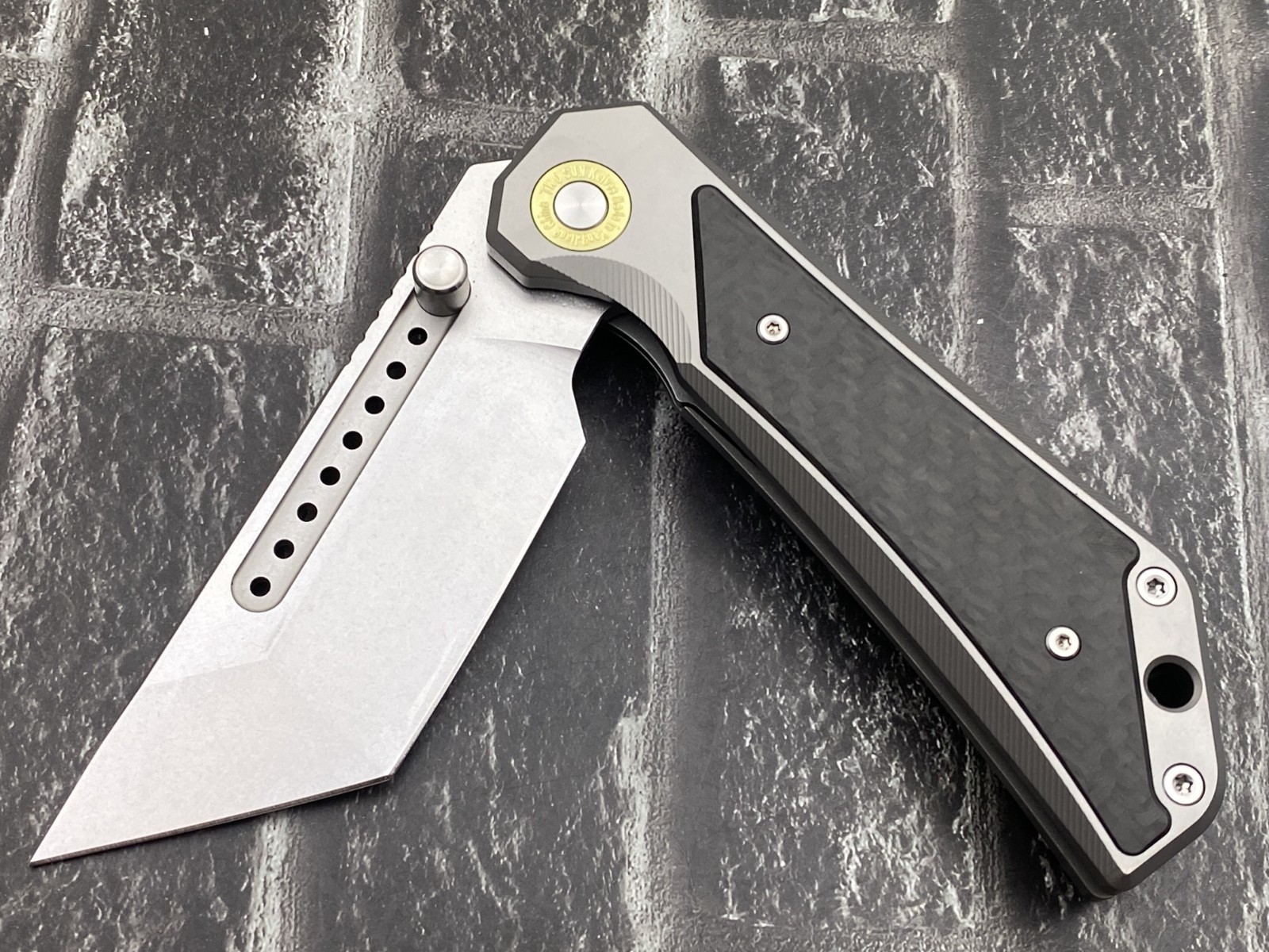 TwoSun TS600-14C28N Folding Knife Titanium/Carbon Fiber Handle Pocket Knife