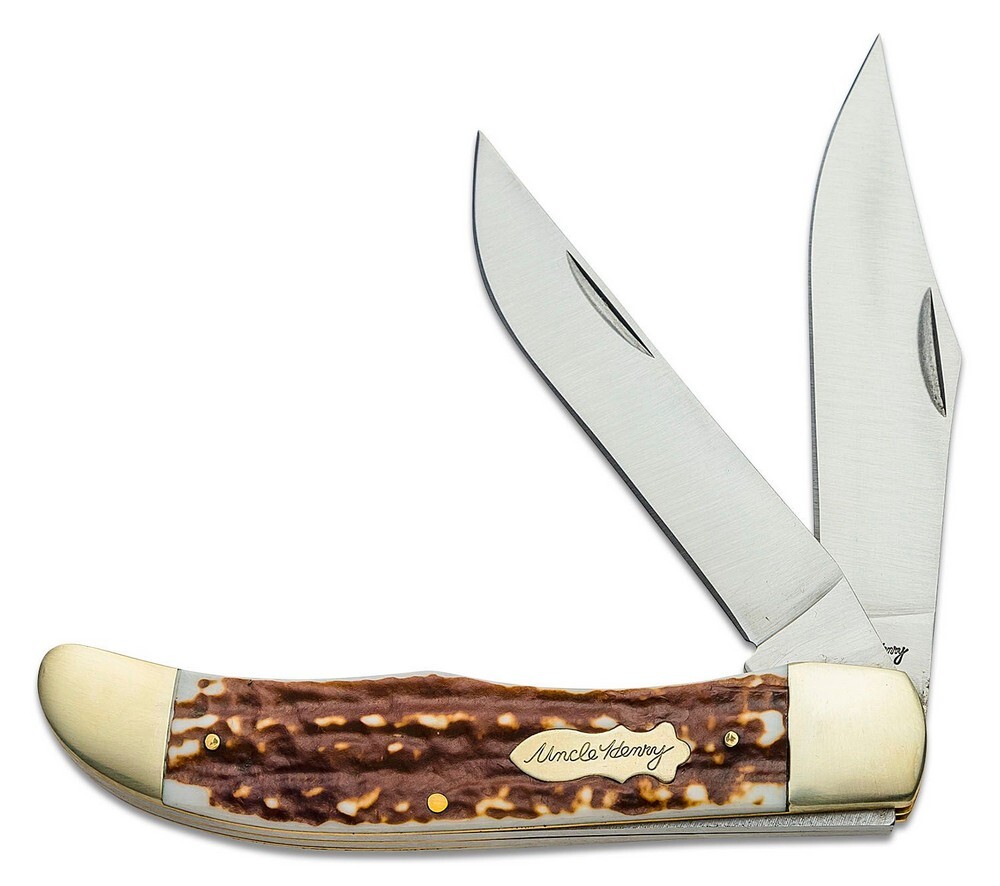 Schrade Bowie Staglon Overall 7Cr17MoV Satin Folding Knife – 1135997