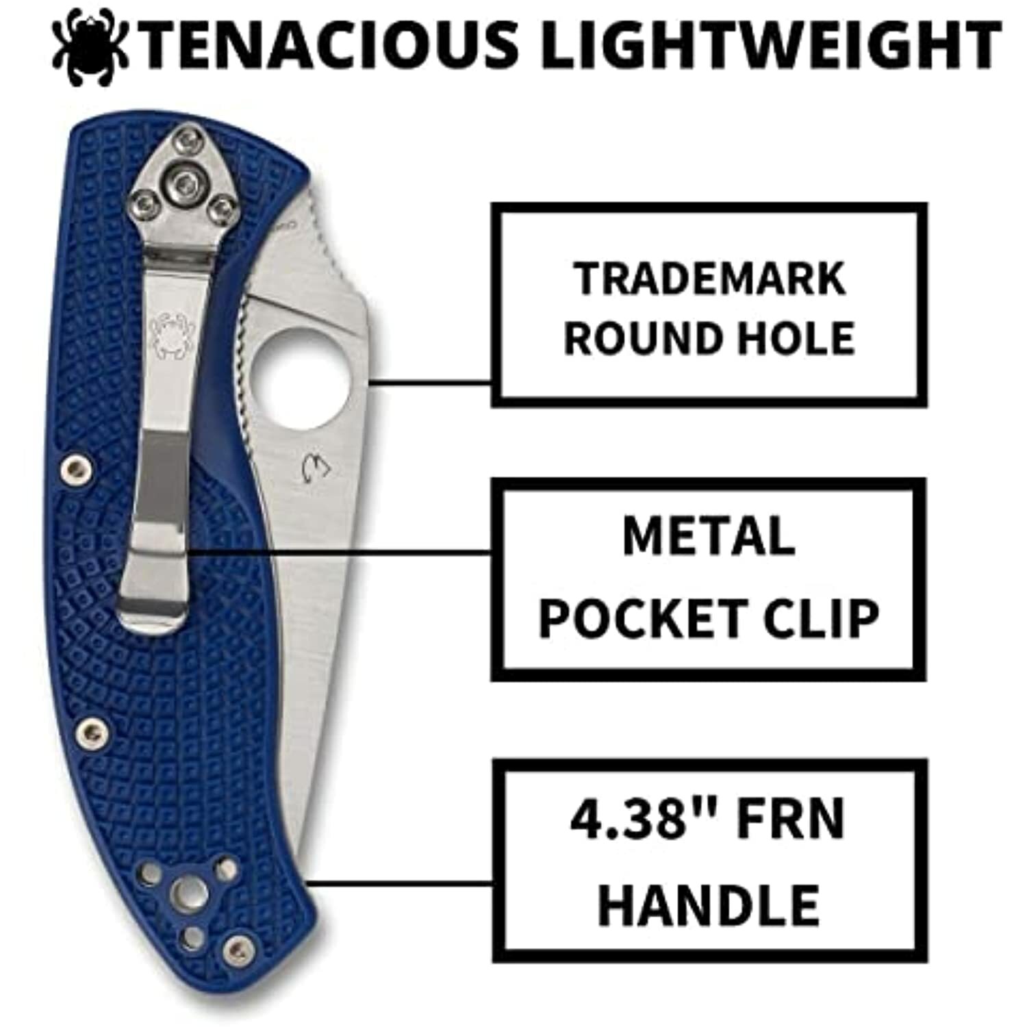 Spyderco C122PBL Tenacious Folding Knife with CPM S35VN Steel Blade and